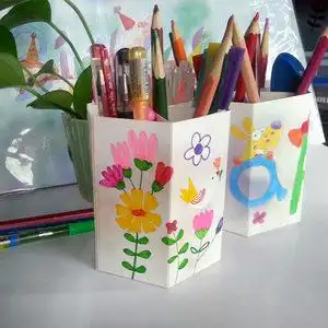 清仓儿童手工diy纸质环保折纸笔筒 动手制作学习收纳文具筒手工