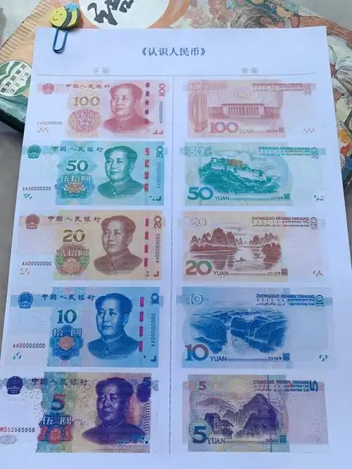 人民币教具a4正反打印高清版73不用买了