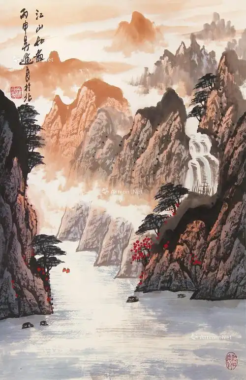 0339江山如画立轴设色纸本