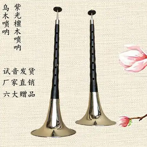 乌木红木唢呐乐器全套初学者入门红白喜事d降b调海笛小号喇叭红花梨木