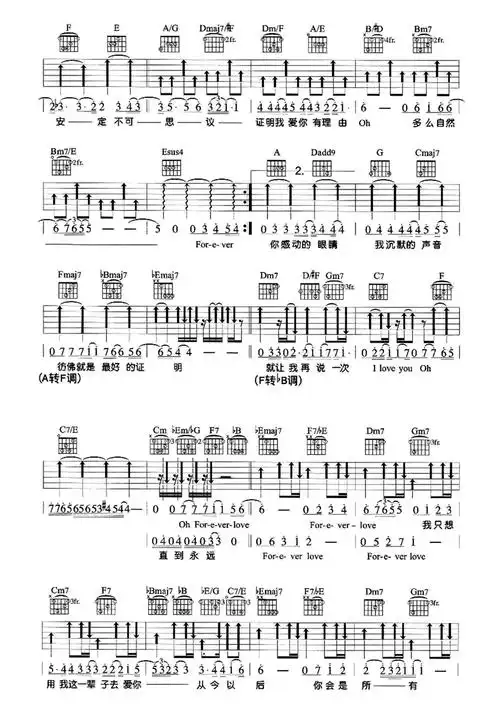 forever love吉他谱