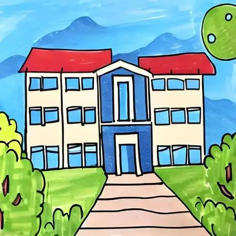 学校教学楼卡通简笔画(简笔画图片大全) -【爱个性】
