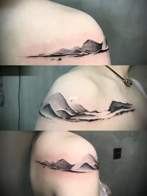 水墨纹身山水纹身
