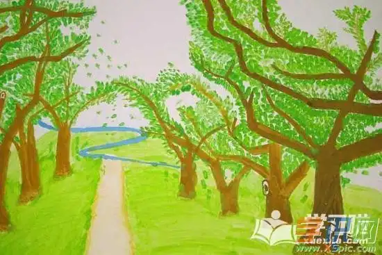 小学风景画作品图片
