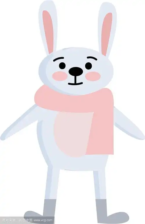 卡通里有一只可爱的小兔子穿着冬天的衣服