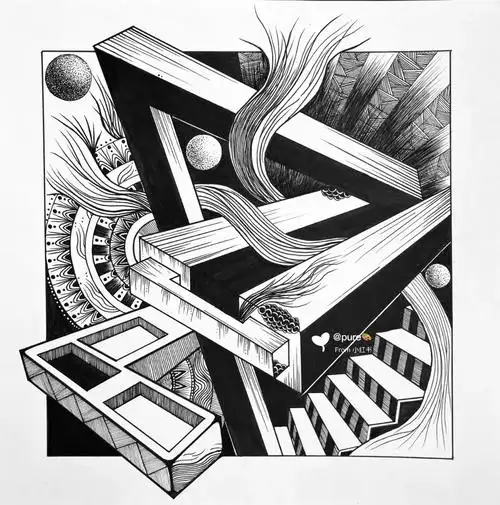 空间构成 #黑白画 #平面构 成#平面构成  空间构成原画原图,上学期