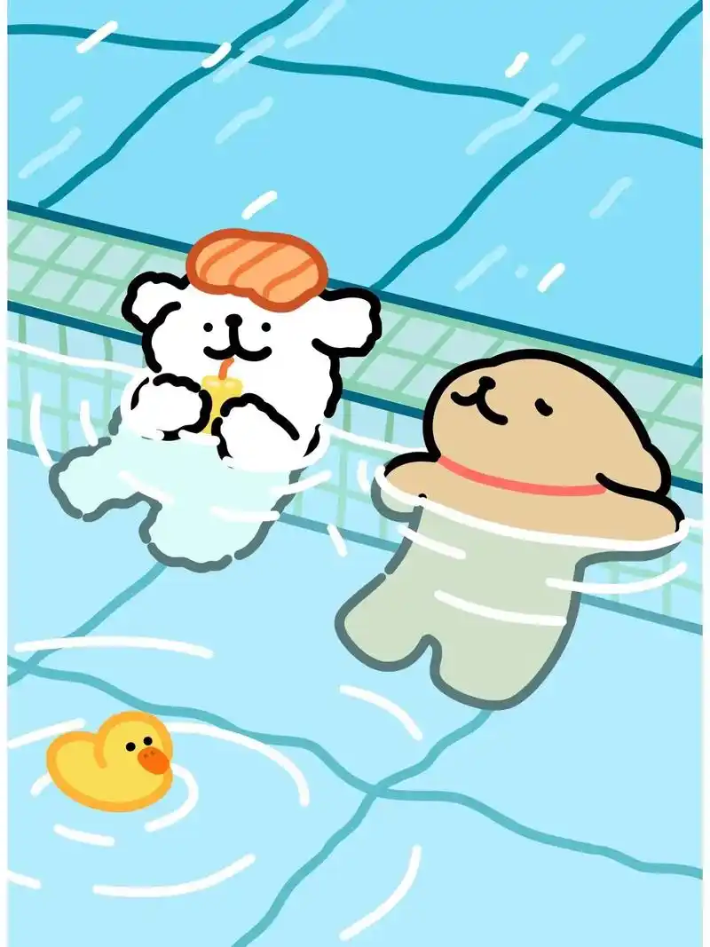 来和小狗一起游泳呀～#治愈系动画 #线条小狗 #超萌 #这也 - 抖音