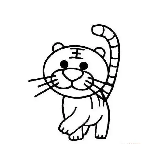 老虎的侧身简笔画可可