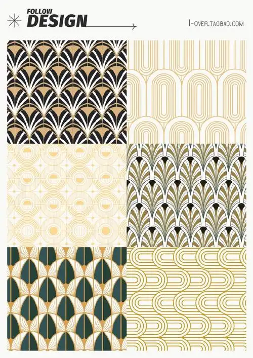 新艺术风格设计运用几何纹样自由延展,给人生气蓬勃的感觉#一稿过素材
