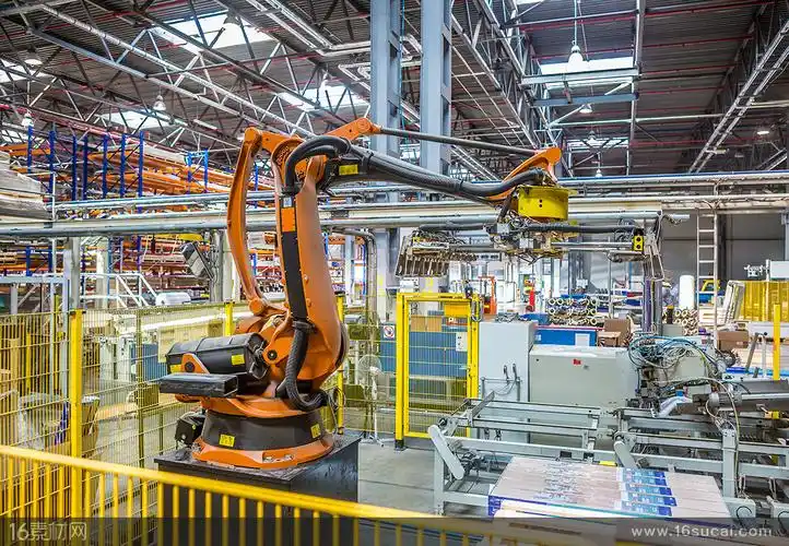 生产线上的工业机器人高清图片 - 素材中国16素材网