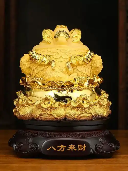 招财进宝金蟾摆件三足金蝉办公室聚财蟾蜍装饰店铺收银台开业礼物