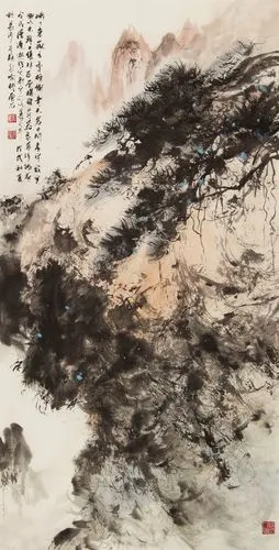 傅云石山水画作品赏析 | 斑斓的笔墨,描绘出气韵生动的画面,极具视觉