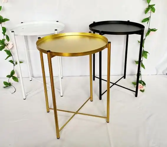 厂家热销北欧铁艺茶几 简约圆茶几 小户型沙发边几 家用角几加工