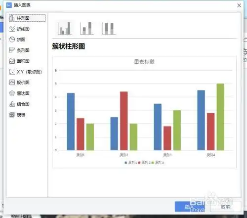 wps里面怎么插入簇状柱形图