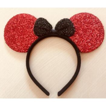 儿童节表演出米老鼠头饰道具米奇米妮耳朵头箍蝴蝶结发卡发箍大红亮丝