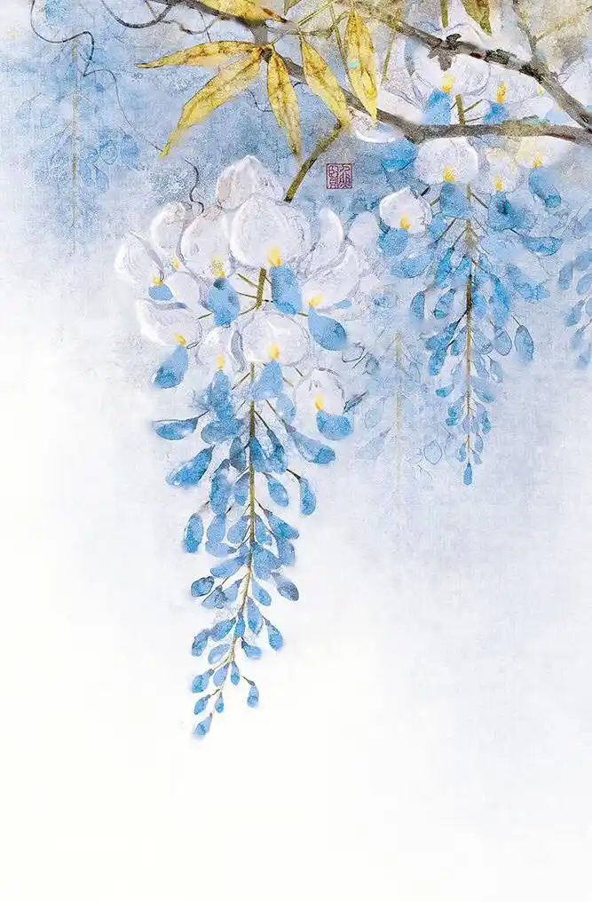 水彩手绘,古风植物花卉插画,涂色很复古