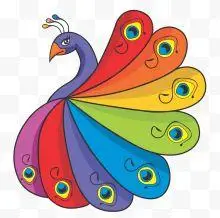 卡通彩色孔雀