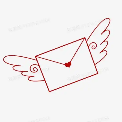 简笔画爱心信封装饰素材
