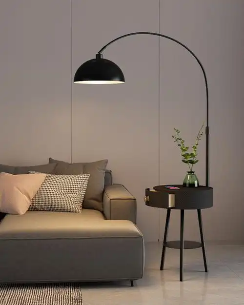 客厅沙发灯北欧轻奢卧室床头柜置物架一体手机usb无线充电落地灯