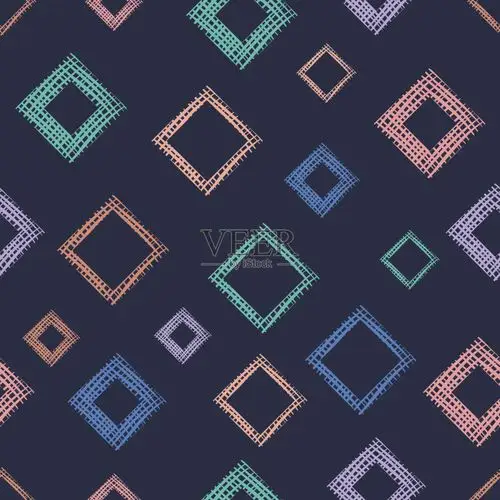 无缝矢量几何图案与菱形,正方形,矩形无尽背景与手绘纹理几何图形.