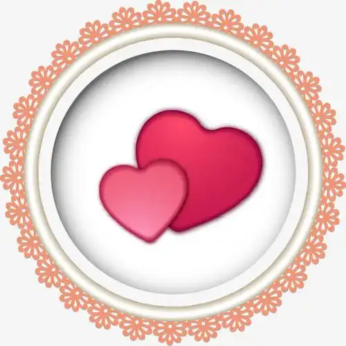 手绘双心白底花边图案