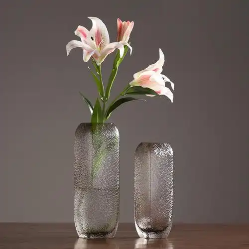 简约美式鲜花干花插花器客厅餐桌装饰摆件创意透明玻璃花瓶工艺品