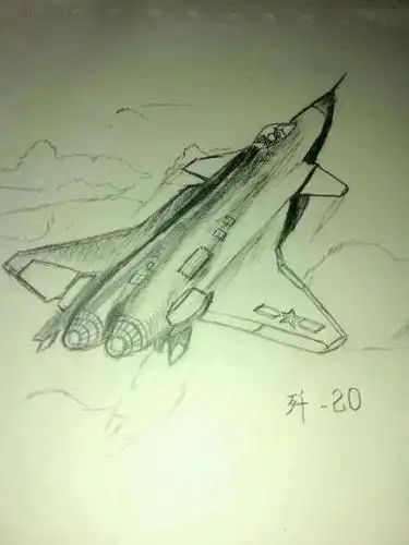 中国歼20战斗机简笔画