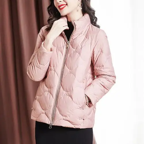 高端立领鸭绒白鸭绒短款宽松奢华女装时尚休闲羽绒服羽绒服