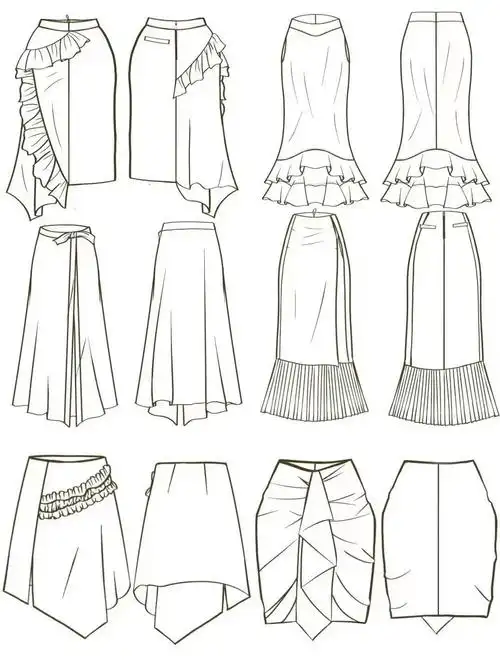 服装设计效果图  #效果图  #服装款式图  #半身裙效果图  #正反面