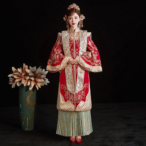 明制婚服2022新款凤冠霞帔新娘结婚汉服中国风大气中式嫁衣秀禾服