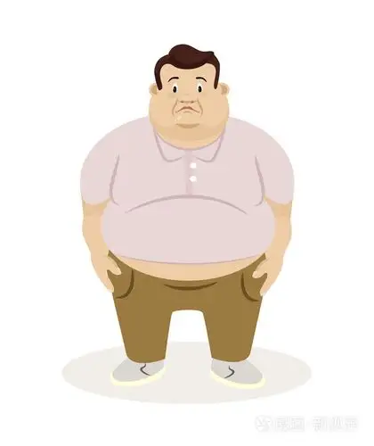 胖男人.矢量平面插画