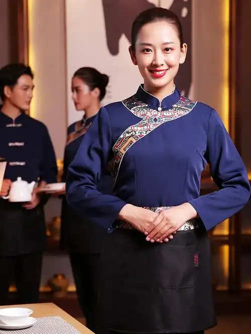 衣研堂酒店工作服女餐厅餐饮茶楼火锅店饭店秋冬装服务员长袖服装