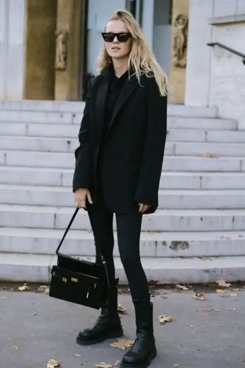 头层马丁靴夏季薄款女英伦风夏天配裙子黑色短筒中跟秋冬黑色雪地棉39