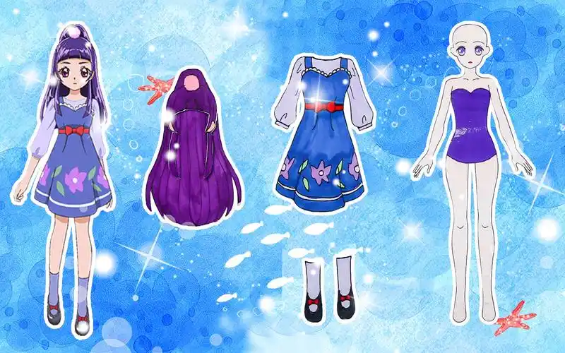 手工纸娃娃玩具:纸娃娃装扮,《光之美少女》十六夜理子装扮