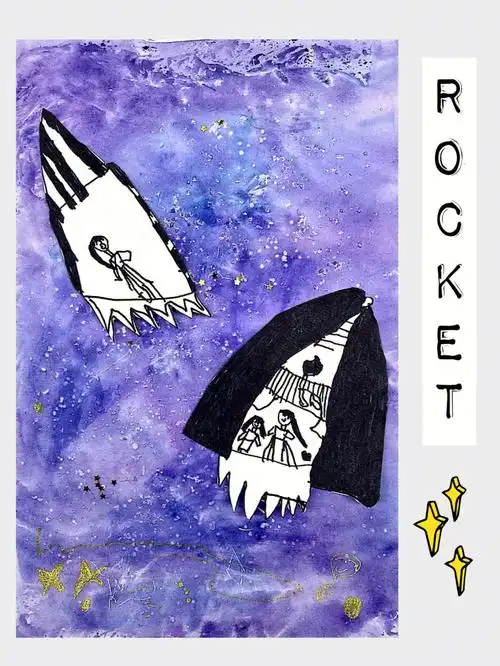 中班创意画火箭04