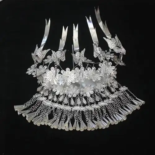 千古恋 贵州苗族头饰银饰项圈民族四季演出银配饰发钗银饰品银色头花