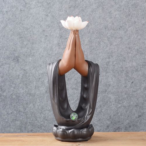 双手合十佛手摆件禅意莲花客厅电视壁柜办公桌摆件