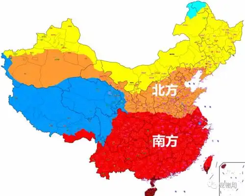 下面是中国行政区划地图上面的南北方地图,已经精细到了县级行政区.