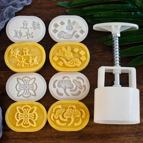 绿豆糕模具30g立体冰糕面点米糕方糕花型可爱25g按压式商用长方形