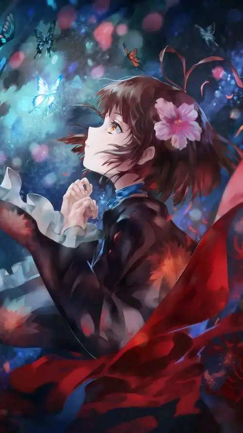 蝴蝶环绕的和服日系少女高清手机壁纸 动漫手机壁纸 - like壁纸网