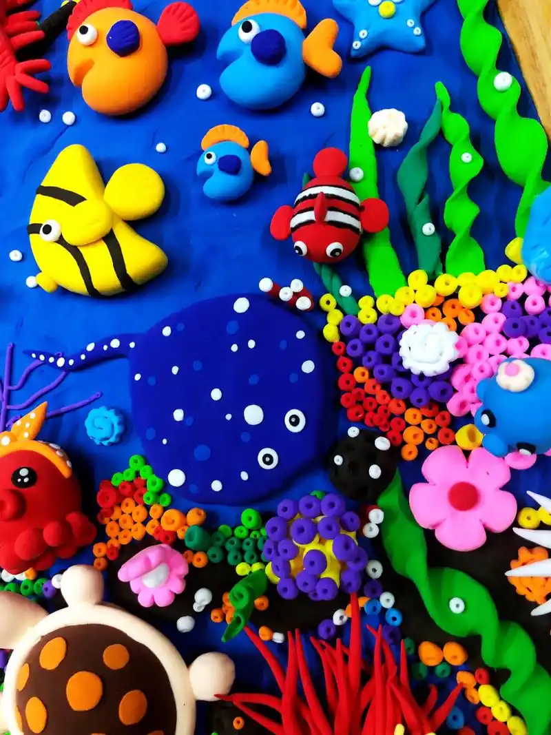 超轻粘土手工/海底世界全家福(附细节图) 海底世界粘土画990902
