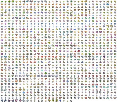 pokemon 宝可梦 拼豆图纸,拼豆者の福音,第一张是全图鉴,第二张是闪光