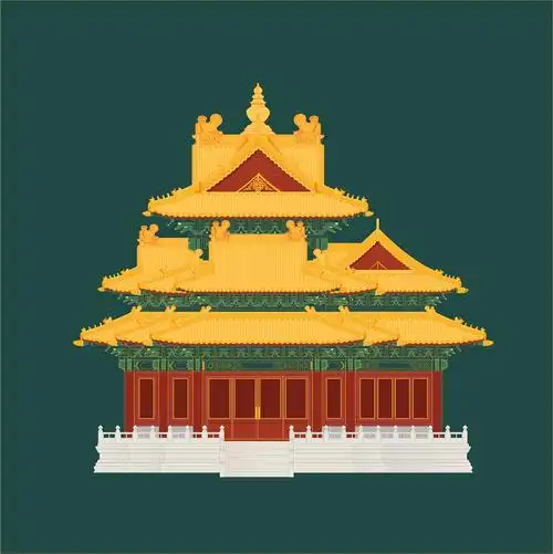 北京故宫角楼矢量建筑插画