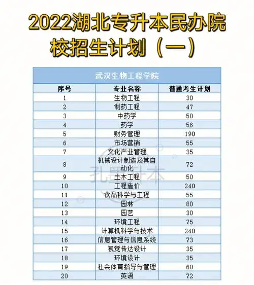 2022湖北专升本民办院校招生计划一