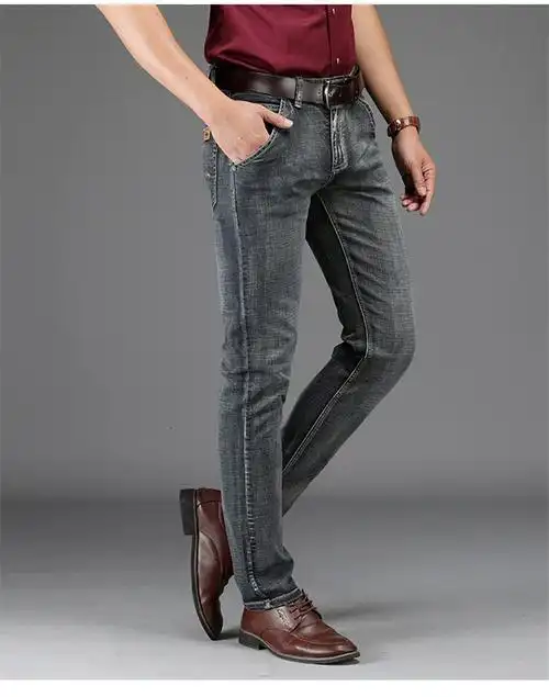 金盾kindon夏季新款牛仔裤男士商务休闲直筒修身弹力夏天薄款时尚舒适