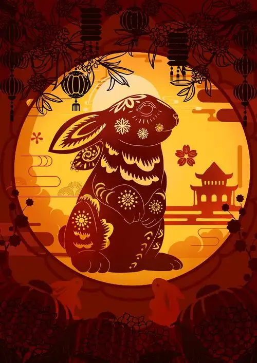 十二生肖中国剪纸风插画