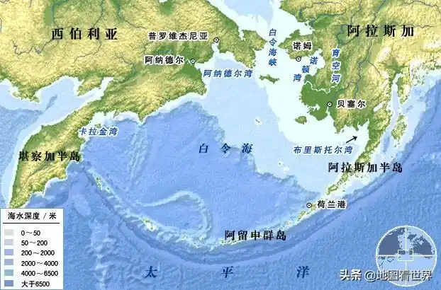 从勘察加河口乘船出发,一路北上,抵达楚科奇半岛,并穿过如今的白令