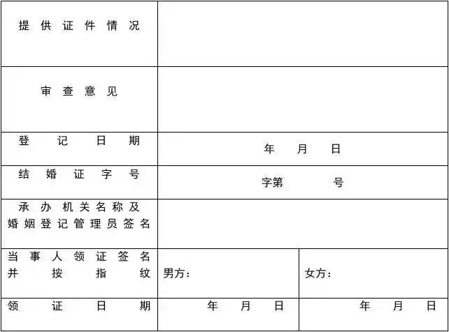 结婚登记申请表