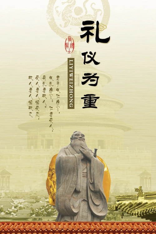 礼仪为重孔子雕像背景