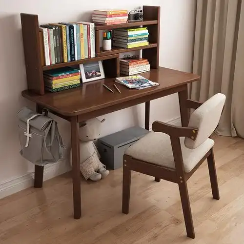 寻木匠实木书桌电脑桌家用学习桌写字台转角伸缩书架书桌组合